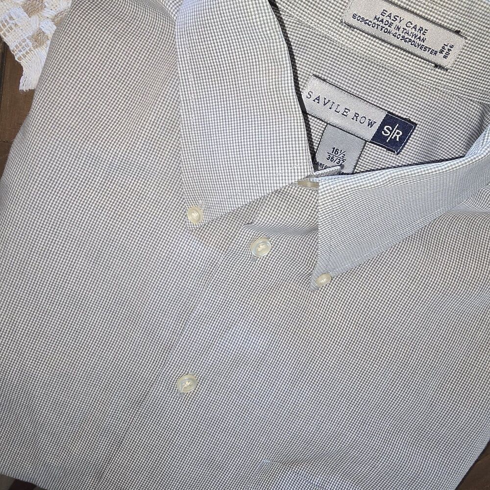 S|R Savile ROW 16.5" 36/37 Grey-white Check Long Slv Button Casual & Dress Shirt